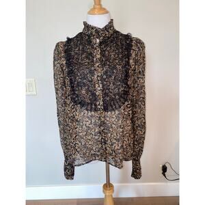 Redemption Silk Sheer Sleeve Blouse Top Floral Lace L/S Size Italy 42 (US 6)